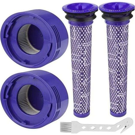 Filtro per Dyson V8/V7, filtri di ricambio lavabili per aspirapolvere Dyson e per animali domestici, con 2 post-filtri HEPA, 2 pre-filtri, 1 strumento di pulizia -Crezuo