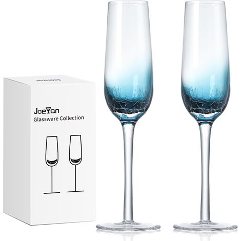 Flûtes à champagne bleues soufflées à la main