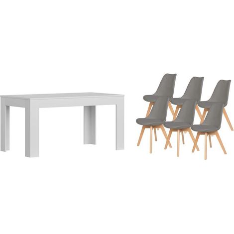 Pack Mesa Extensible de Comedor o Cocina + 6 Sillas Nordic (1/5)