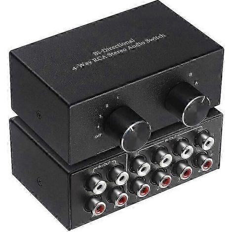 Commutateur stéréo RCA bidirectionnel à quatre voies avec 2 entrées et 4 sorties ou 4 entrées et 2 sorties prises L/R sélecteur de canal audio RCA. (1/5)