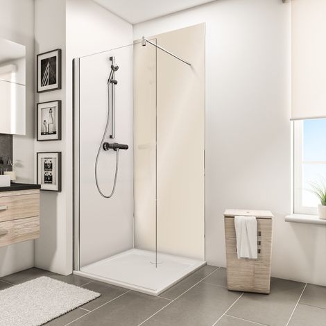 Schulte – Panneau mural de douche beige brillant 100 x 210 cm – Extra-fin 3 mm – Étanche et hydrofuge – Impression digitale effet 3D