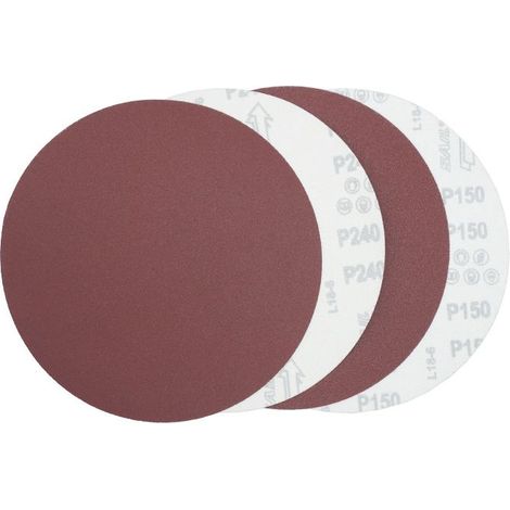 30 feuilles de papier de verre rondes de 23 cm (9 pouces), 6 trous, grain 120, rouges, à ventouse, avec dos floqué en velours. (1/3)