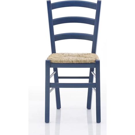 Sedia Venezia con seduta in paglia - Anilina blu 41x45x88 seduta 46 (1/3)