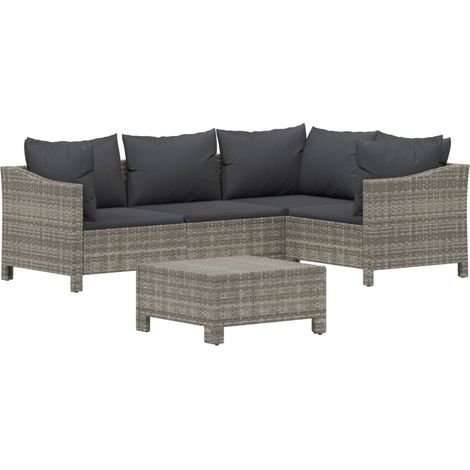 Mobili da giardino mobili da esterno Set di mobili da 5 pezzi con cuscini grigi in resina intrecciata 020016402