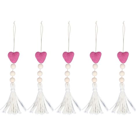 5 Pièces Pendentifs Cœur à Franges Léger Style Bohème, Déco Murale Maison Voiture Cadeaux Mignons - Violet (1/5)