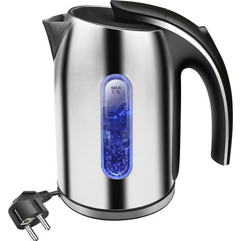 Bouilloire électrique Inox avec illumination LED, capacité de 1,7 litres, Bouilloire Électrique en acier inoxydable, 2200W sans BPA, Auto-Arrêt & Protection Anti-Ébullition à Sec (1/5)