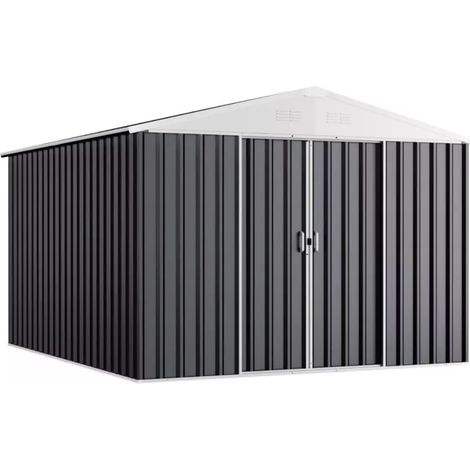 casetta da giardino domus "xl new" in metallo grigio con porte scorrevoli 267x300x194 cm
