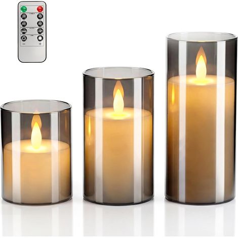 3 PCS Bougie LED Flamme Vacillante Lumière Graduable Télécommande Minuterie Décoration Maison Fête Mariage (1/5)
