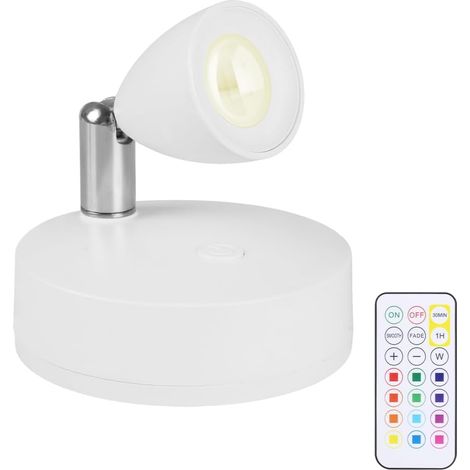 Projecteur LED Sans Fil, Spot Magnétique/Adhésif avec Télécommande, 12 Couleurs, Applique Murale Réglable pour Chevet Lisant Affichage d'art (1/5)