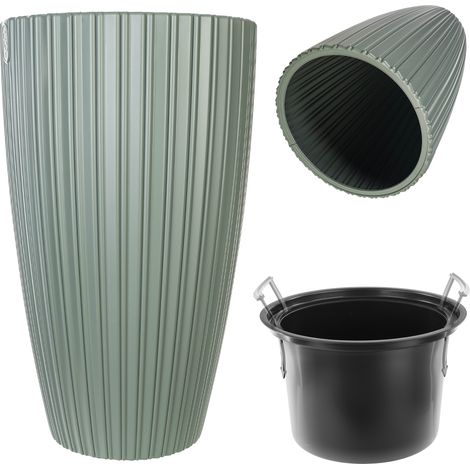 KADAX Runder Blumentopf mit Inneneinsatz, 30 cm, Grün