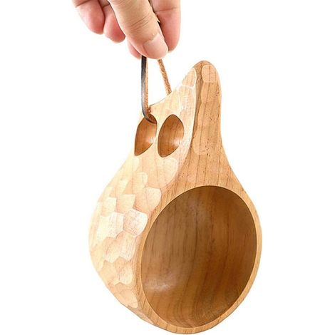 200ml Tasse en bois artisanale style nordique, portable pour voyage café, camping randonnée survie thé (1/5)
