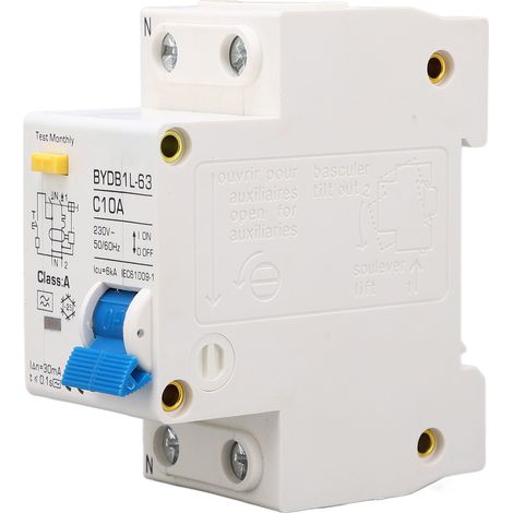 1P+N-Fehlerstromschutzschalter 10A 230V AC DIN-Schienenmontage, Fehlerstromschutz für Zuhause (1/5)