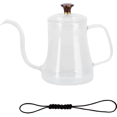 Bouilloire à Café en Verre 600 ml, Bec Cygne et Bec Fin, Pour Méthode de Versement Manuelle (1/5)