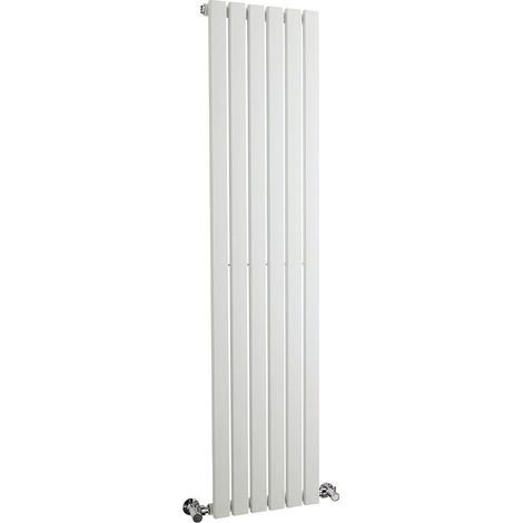 Hudson Reed Sloane Single Designer Vertical Radiator 1500mm H x 354mm W - Satin White (1/4)