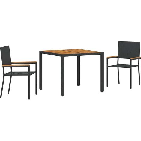 Maison Exclusive - Garten Essgruppe 3 pcs Schwarz Poly-Rattan