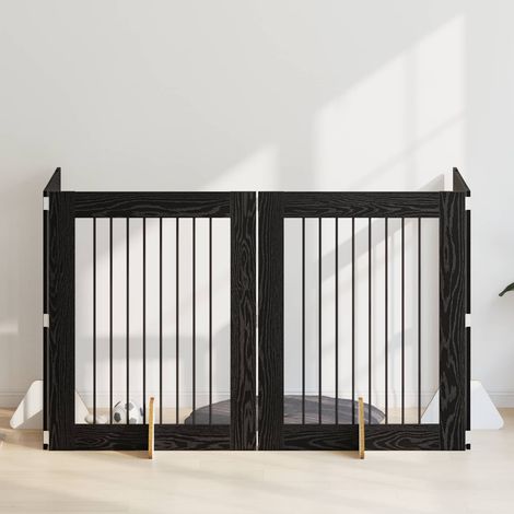 Puerta de perro con soportes 4 pcs Roble Negro 80 x 100 cm