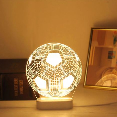 Lámpara de noche 3D luminosa con forma de balón de fútbol, lámpara de escritorio con temática deportiva y patrón geométrico, decoración creativa para el hogar. (1/5)