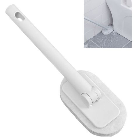 Balayette de Nettoyage Salle de Bain - Brosse Long Manche Ergonomique avec Pince Douce pour Carrelage, Toilettes et Baignoire en PP et Éponge (Lot de 1) (1/5)