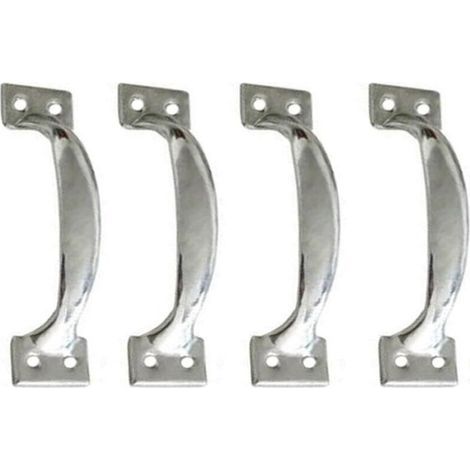 Lot de 4 poignées de porte de grange vintage pour armoires de cuisine, centre du trou : 101 mm, fer argenté (1/4)