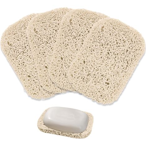 Juego de 4 jaboneras enrollables: antideslizantes, duraderas, con drenaje automático, forma económica, color beige.