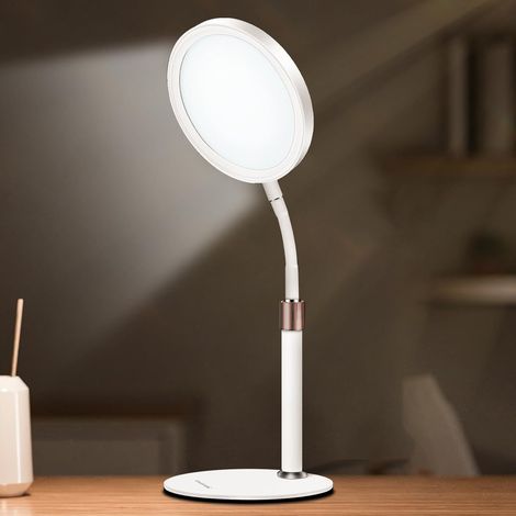 Lampe Lumière du Jour 10000 Lux, Lampe de Bureau avec Pied Réglable et Col de Cygne 360°, 3 Couleurs, 9 Luminosités, Minuterie 15/30/45 Min (Blanc) (1/5)