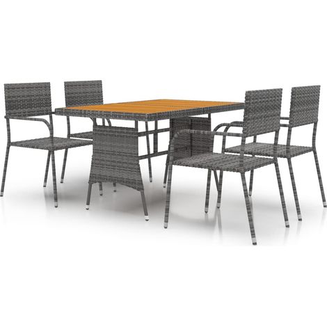 Maison Exclusive - Set da Pranzo per Esterni 5 pz in Polyrattan Grigio (1/5)