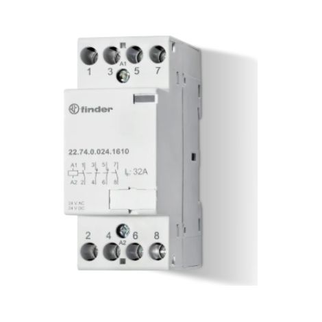 Contattore modulare 32a 4 contatti nc bobina ac dc 230v guida din finder 227402301410