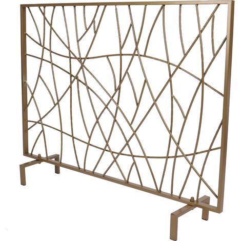 Pantallas De Chimenea De Metal Atractiva Y Resistente Al Calor Pantalla Decorativa Para Chimenea Pantalla Para Chimenea Con Rejilla Densa (Color: Dorado Tamaño: 101.5x23x79cm) (1/5)