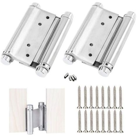 2 Pcs Charnières Porte en Acier Inox Paumelle Porte de Doule Action Charniere Meuble Charnières à Ressort à Visser Charniere Porte Battante pour Saloon Café Bar Double Porte(3 inch) (1/4)