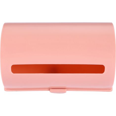 Wandmontierter Klebespender für Müllbeutel, rosa Aufbewahrungsbox aus Kunststoff, Wandmontage ohne Bohren, Abfallbeutel-Organizer, 1 Stück (1/5)