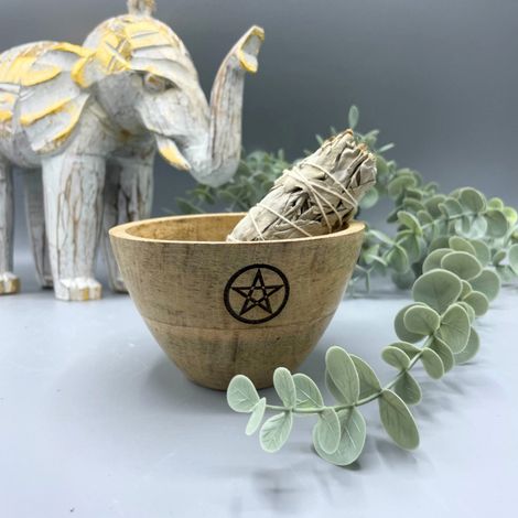 Bol en bois pour bavures et offrandes rituelles - Pentagone - 12x7 cm- Vendu par 1