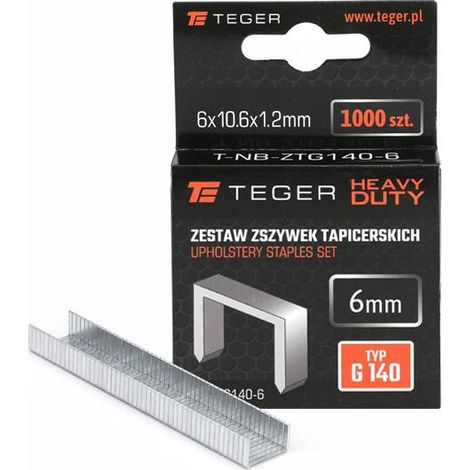 Juego de grapas de tapicería de alta resistencia (tipo G/140) 6/10,6/1,2 mm / 1000 unidades / teger (1/2)