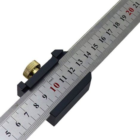 Règle métal 30 cm inox - Bloc de positionnement parallèle, traçage 45°/90° (1/5)