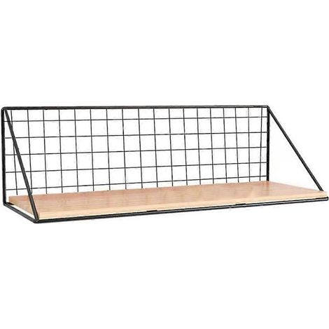 Étagère murale flottante en bois rustique avec panier en fil métallique (1/4)