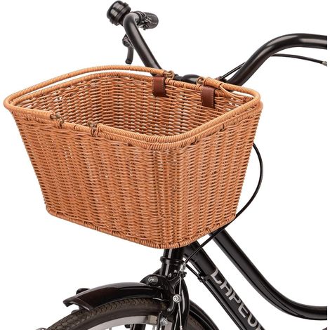 Panier de vélo – Panier Avant Durable – Panier de vélo en Osier tressé Fait Main avec Sangles réglables en Cuir végane (1/5)