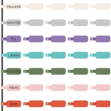 BUNTHAUS Etiquettes pour Câbles, Couleur aléatoire,Grand Format, pour Organiser et Identifier vos Câbles, Etiquette Multi Couleur pour Ecrire à la Main, Réutilisable, Polyvalent – 30 Pcs (1/5)
