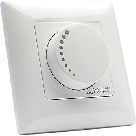Interrupteur rotatif à intensité variable compatible avec les LED à intensité variable de 5 à 300 W, les lampes à économie d'énergie et les ampoules incandescentes interrupteur encastré. (1/5)