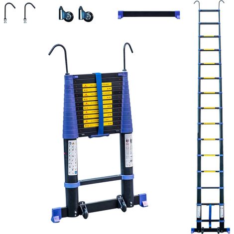 [JAMAIS UTILISÉ] Echelle telescopique 4,4m TELESCOVA14+, Aluminium, Pliable, Extensible, Multi-fonction, Hauteur de travail max 5,3m, Crochets Amovibles, Garantie 5ans