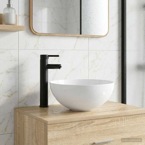 Lavabo de baño Negro Mate 35,5 x 35,5 x 14,5 cm Metal