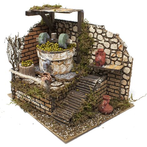 Frantoio per Presepe con Macina Olive 24x21 cm con Pompa 11876