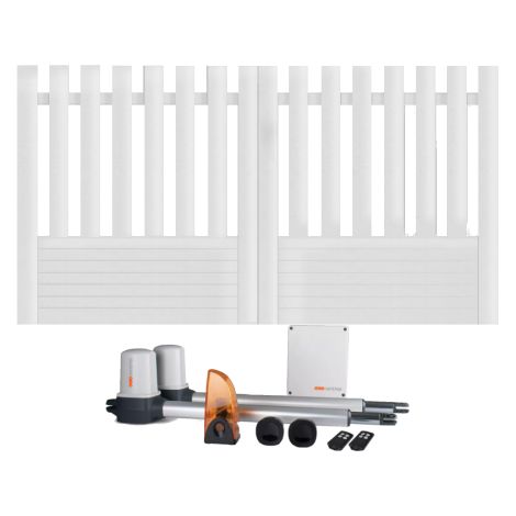 Portail battant électrique PVC blanc avec moteur Sentinel H 145 x L 250 ALENÇON DROIT