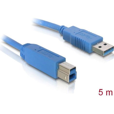 Delock Câble USB USB 3.2 Gen1 USB-A mâle, USB-B mâle 5.00 m bleu contacts dorés 82582
