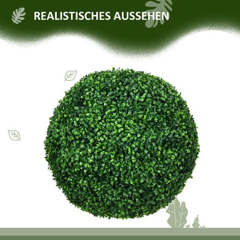 Lot de 2 sphères de buis, végétation synthétique verte résistante aux UV, parfaites pour la décoration intérieure et extérieure. (1/4)