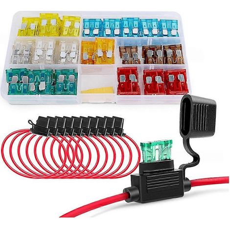 Compatible avec 10 porte-fusibles ATC/ATO 14AWG, compatible avec 120 fusibles automobiles de taille moyenne (5A, 7,5A, 10A, 15A, 20A, 25A, 30A). (1/5)