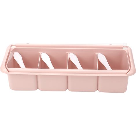 Gewürzbox mit 4 Fächern, Gewürzregal-Organizer, Gewürzbehälter (Rosa) (1/5)