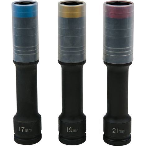 KS Tools SlimPOWER Alu-Felgen Kraft-Stecknuss-Satz, extra lang, 3-tlg., 1/2, 17, 19, 21 mm (1/4)