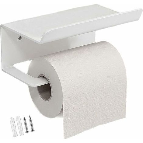 Soporte para papel higiénico, toallero de acero inoxidable para teléfono móvil, soporte para papel higiénico con estante para baño y cocina. (1/4)
