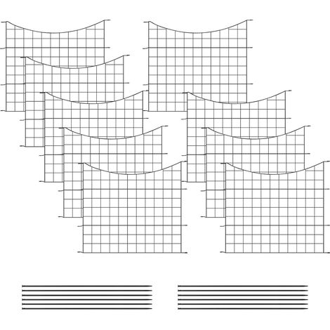 WOLTU Clôture de Jardin, 64x70 cm, Clôture Décorative, Clôture de Bassin en Grille, en Forme Arc, Noir