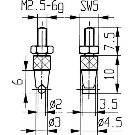 KÄFER Messeins.D.2mm horiz.Zyl.M2,5 STA z.Messuhren - 62074