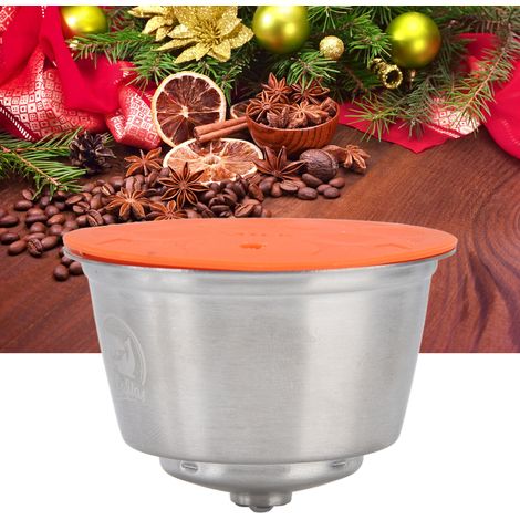 【Cápsula de café reutilizable】Filtro de cápsula de acero inoxidable con cepillo y cuchara para Dolce Gusto – 5,2 x 3,5 cm, capacidad  50 ml, silicona y metal (1/5)